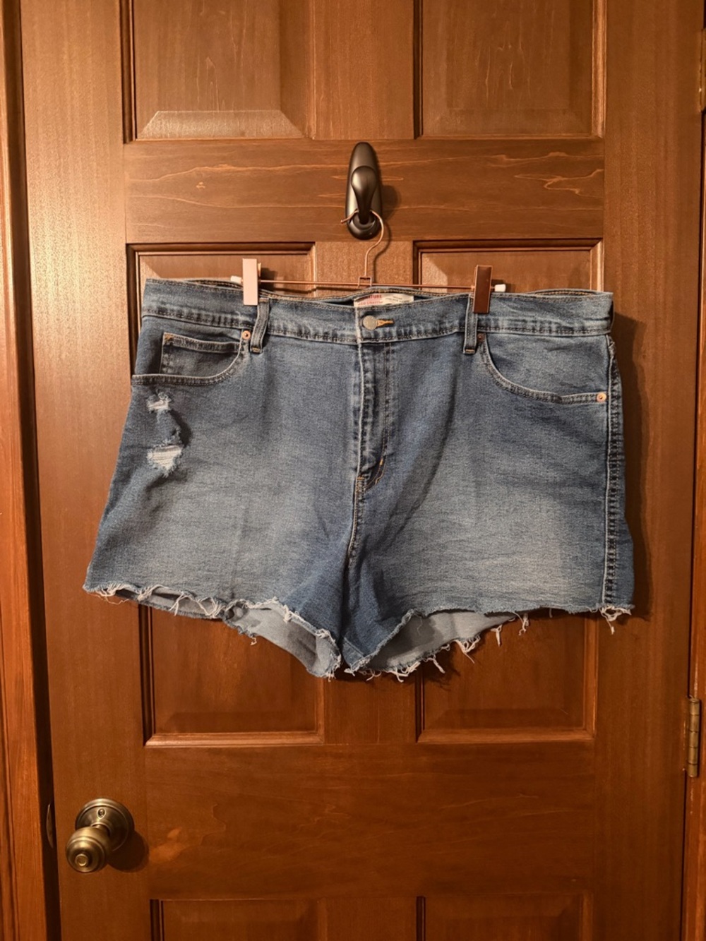 Signature by Levi Strauss Distressed Blue Denim Cutoff Shorts